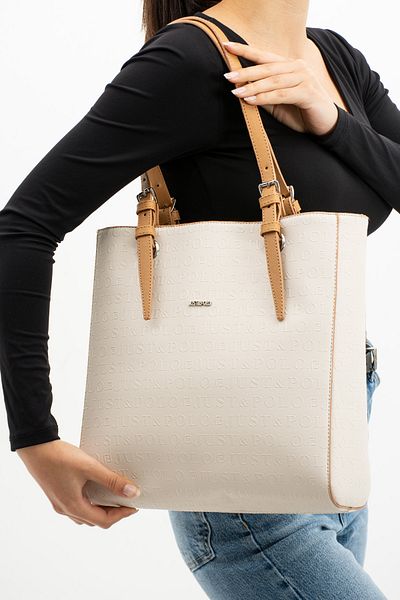 Just Polo New Season Cream Just Polo Women's 3-Compartment Hand and Shoulder Bag - Large Size TR7064