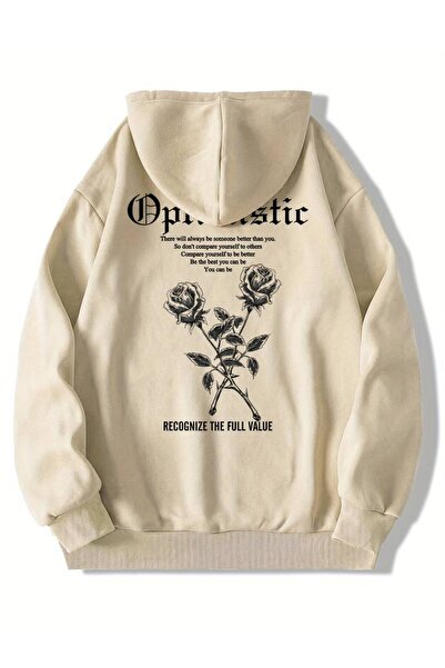 NoVibe Hanorac de iarnă cu glugă supradimensionat cu imprimeu trandafiri unis...