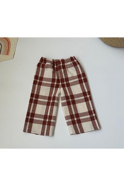 Zebra l LINEN FABRIC PLAIDED BALL TROUSERS BABY/KIDS TROUSERS