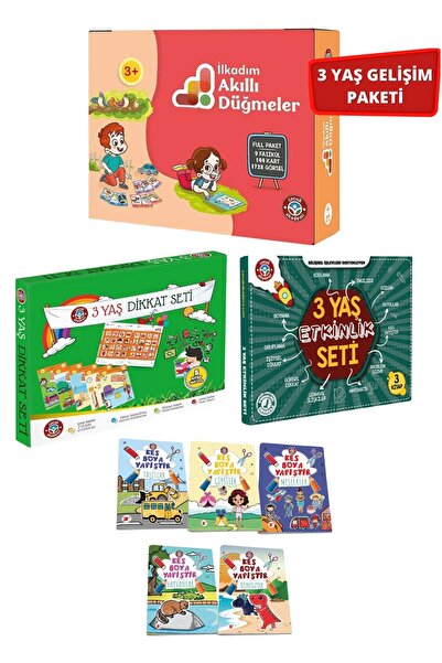 Çocuk Akademi 3 Yaş Akıllı Düğmeler Full Paket / 3 Yaş Dikkat-Etkinlik Seti /...