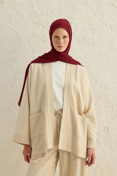 Qef Burgundy Daily Crepe Shawl