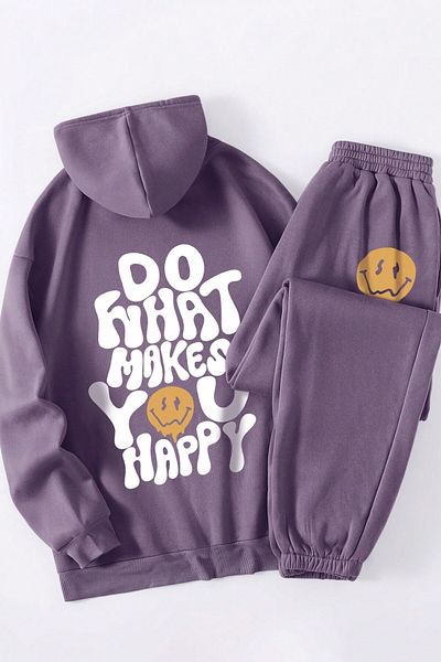 MODAGEN Purple Hooded Unisex Oversize Tracksuit Set - Back Printed