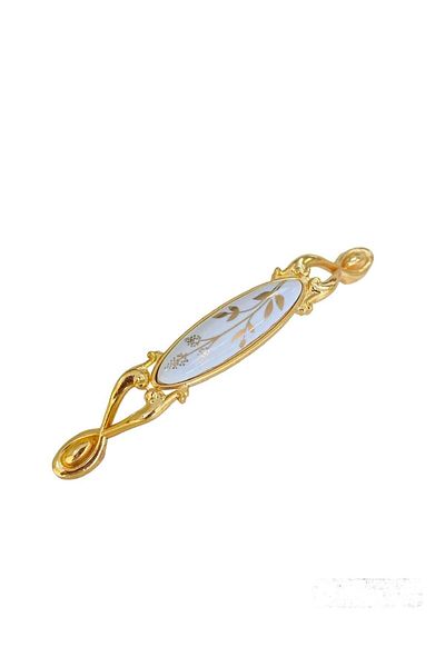 Porcellana Perla مقبض أثاث معدني من البورسلين - Kulb - مقبض أثاث درج خزانة المطبخ - زمرد 128mm_STK3089