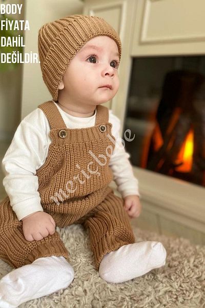 Meriç bebe Baby Girl&Boy Pocket Detailed Thessaloniki Knitted Hat with Adjustable Straps