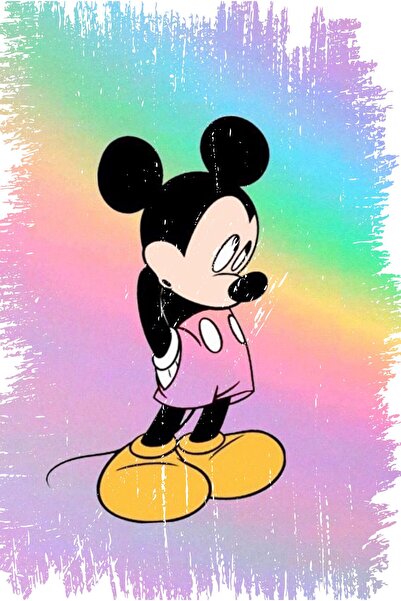 hediyeniburadabul Ξύλινη αφίσα με σχέδιο Μίκυ Μάους