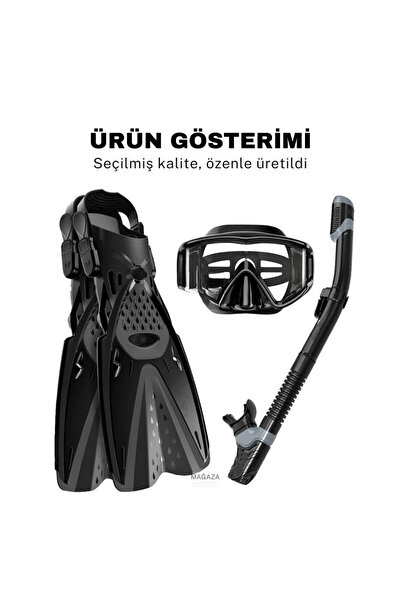 SZ MASTER -Profesyonel Yüzme Palet Gözlük Dalış Seti 38-47 Ayaklar İçin Kaliteli Yüzme Seti