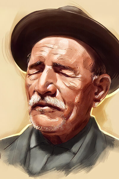 hediyeniburadabul Ξύλινη αφίσα με σχέδιο του Aşık Veysel