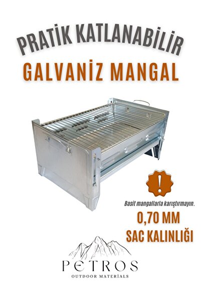 PETROS Katlanabilir Galvaniz Mangal Taşınabilir Portatif Pratik