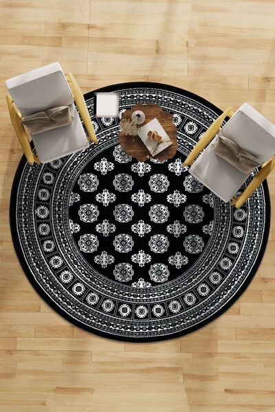 Angorahome Persian Dokuma Makine Halısı Bk1002 Yuvarlak