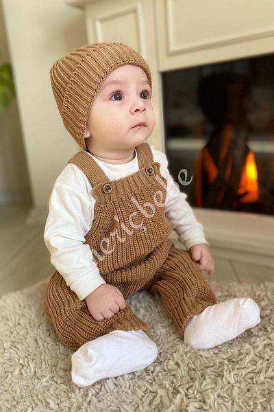 Meriç bebe Baby Girl&Boy Pocket Detailed Thessaloniki Knitted Hat with Adjustable Straps