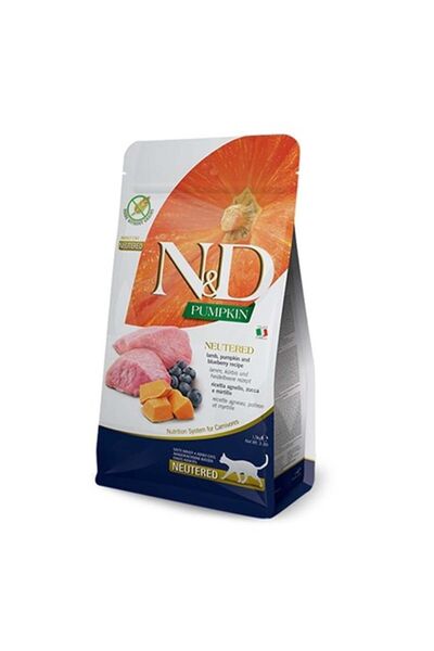 N&D Nd Balkabaklı Kuzu & Yaban Mersini Kısırlaştırılmış Kedi Maması 5 Kg