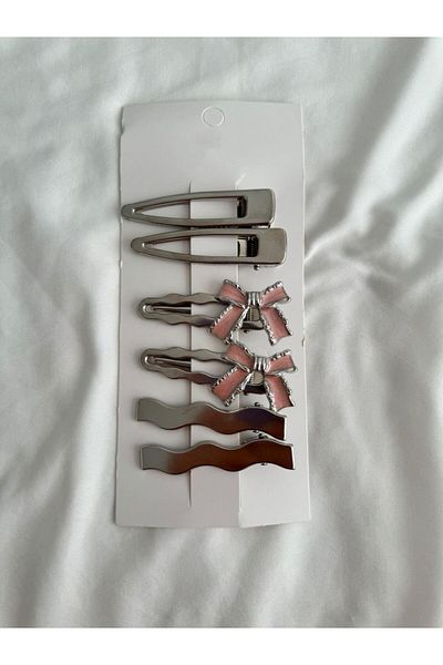 Planet Butik Set of 6 Pink Ribbon Metal Buckles