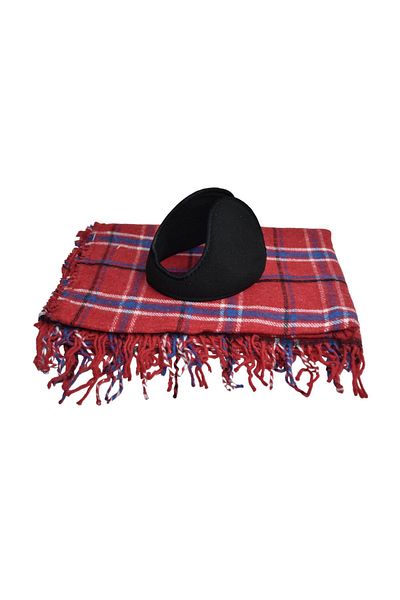 artı bir bodrum Plaid Shawl Ear Beanie Gift