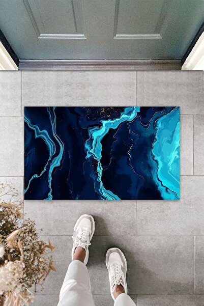 Dormot Home Ψηφιακή εκτύπωση πολλαπλών χρήσεων Μπλε μαρμάρινο χαλάκι εσωτερικ...