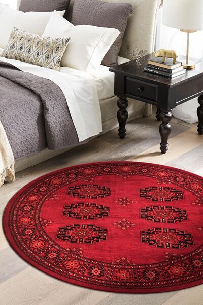 Angorahome Persian Dokuma Makine Halısı Bk1006 Yuvarlak