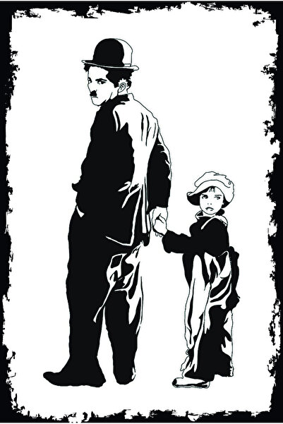 hediyeniburadabul Poster din lemn cu design Charlie Chaplin