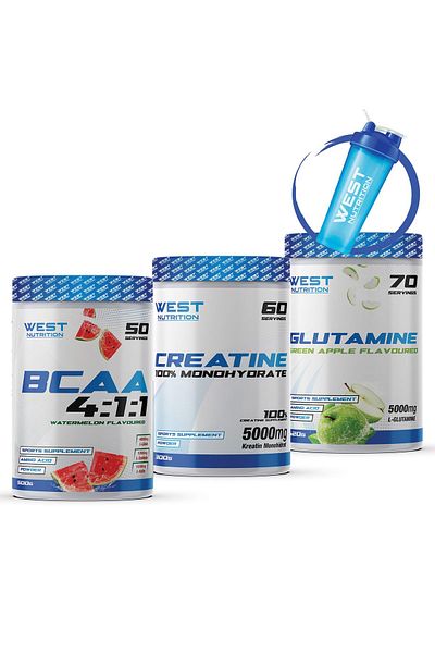 West Nutrition L-Glutamine and Creatin Monohydrate Bcaa Pack