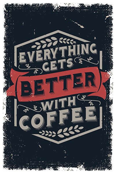 hediyeniburadabul Poster din lemn cu design ceai și cafea