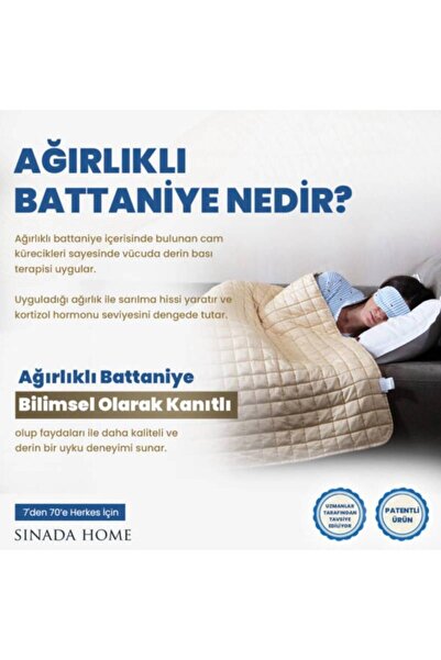 Sinada Ağırlıklı Battaniye Tek Kişilik Yorgan 6 Kg  155x215 %100 Pamuk 4 Mevsim Kullanılabilir