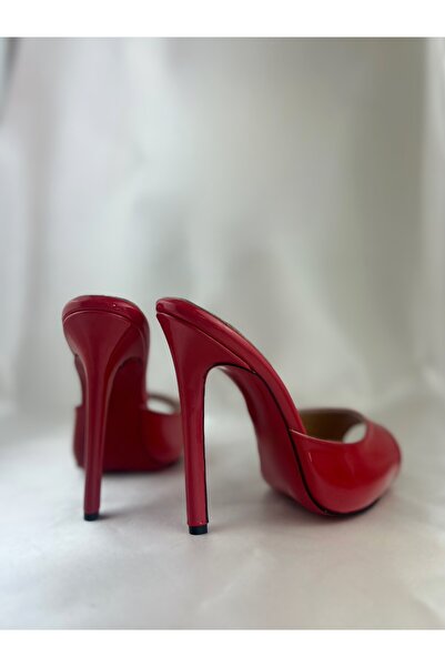 HAYYSHOES KIRMIZI RUGAN HAKİKİ DERİ ASTARLI KAPLAMA TOPUK AYNALI JÜRDAN TOPUKLU TERLİK