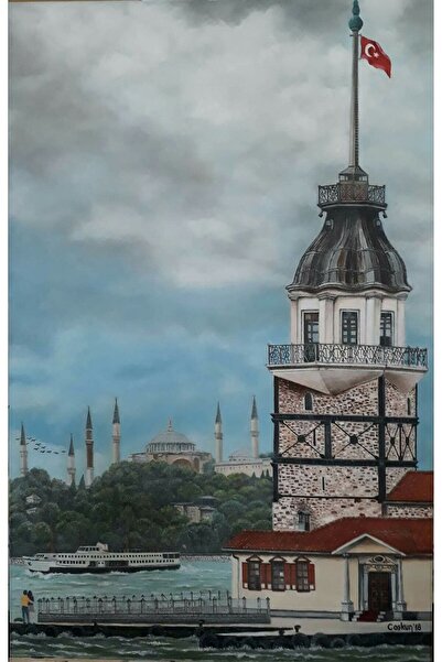 hediyeniburadabul Poster din lemn cu design Turnul Galata