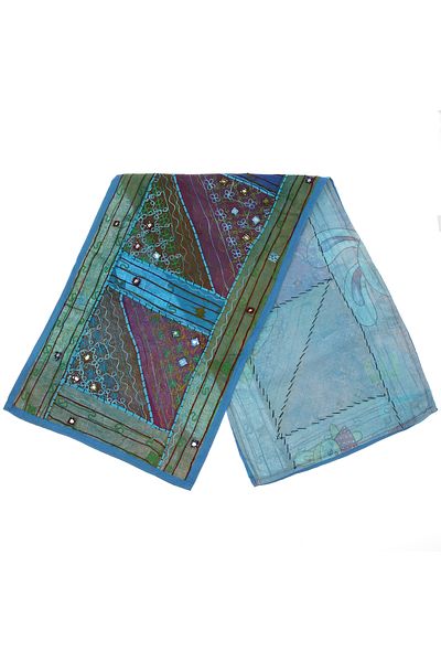 TUNCAY TEKSTİL Mixed Color Patchwork Runner - Handcrafted with Mirror Detail
