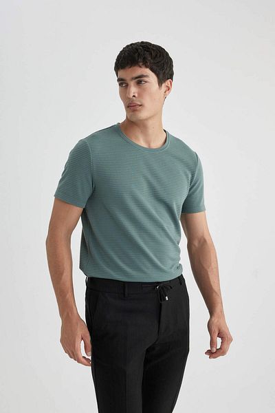 DeFacto Tričko Crew Neck Slim Fit