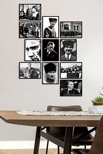 ÖZCANLAR ÇERÇEVE Çerçevesiz Çerçeve Görünümlü Atatürk Fotoğrafları 11 Parça M...
