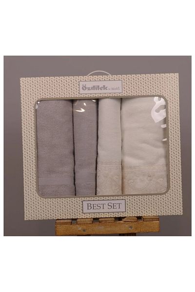 Özdilek Fıdelya Laced 4 Piece Best Set - Bath Set