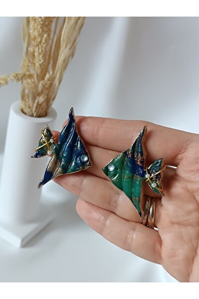 La fee aksesuar أقراط من الفولاذ بتصميم سمكة - أقراط من طين البوليمر الملاك