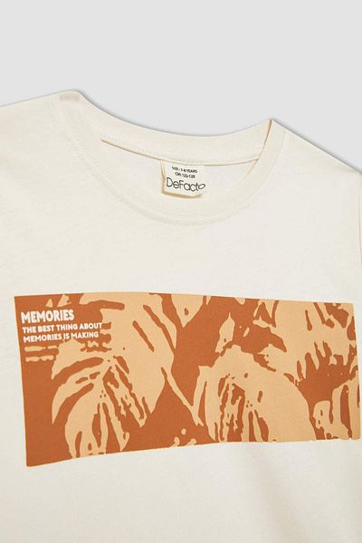DeFacto Boy's Flower Print Crew Neck T-Shirt - Short Sleeve Z9327a623sm