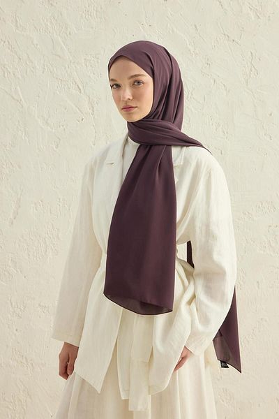Qef Purple Daily Crepe Shawl Eggplant