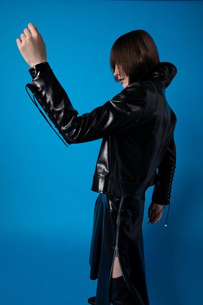KAMEYA Lace-up Sleeve Leather Jacket - 24w50305