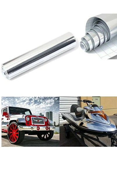 Genel Markalar Krom Nikelaj Gümüş Renk Varak Su Geçirmez Yapışkansız Yüzey Kaplama Folyosu 100 CM X 100 CM