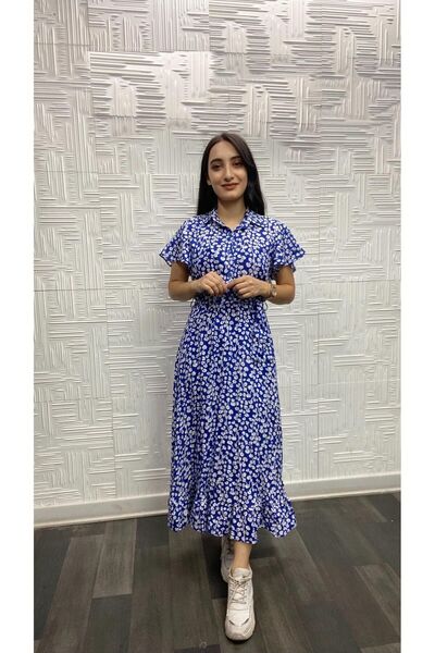 EGELİMODA Κοντομάνικο φόρεμα βισκόζης με floral στάμπα