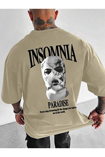 CAST COLLECTİON Tricou pentru bărbați cu imprimeu Paradise bej
