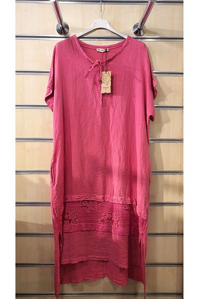 Park Moda 16029 Rochie din in italiană cu detaliu din dantelă