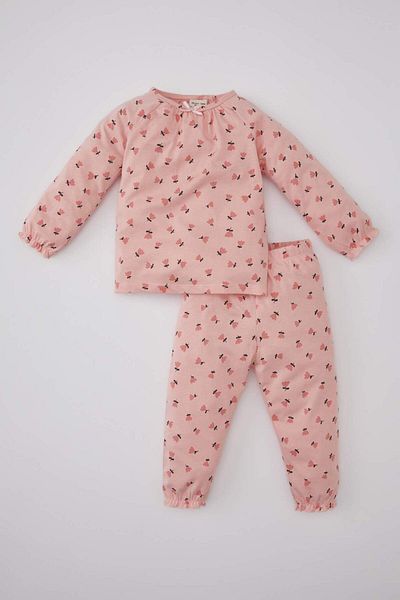 DeFacto Baby Girl Floral Combed Cotton Long Sleeve Pajama Set