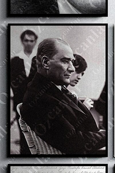 ÖZCANLAR ÇERÇEVE Atatürk Çerçevesiz Çerçeve Görünümlü Atatürk Fotoğrafları 10 Parça Mdf Tablo Seti Atatürk Imzası