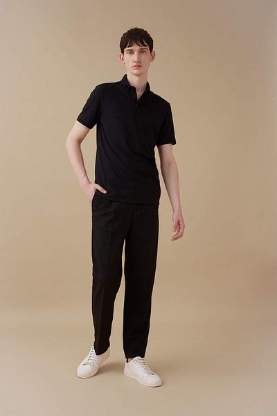 DeFacto Bavlněné tričko Slim Fit Polo Neck Basic s krátkým rukávem