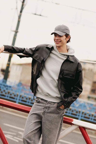 DeFacto Παλτό από συνθετικό δέρμα γιακά μπουφάν Oversize Fit Shirt