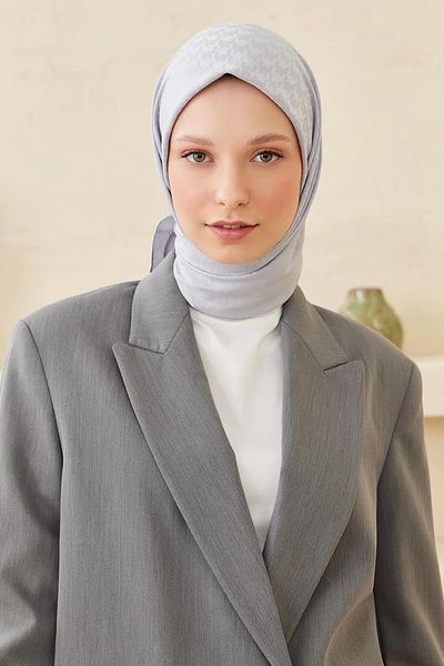 Qef Crowbar Pattern Modal Jacquard Scarf Silver