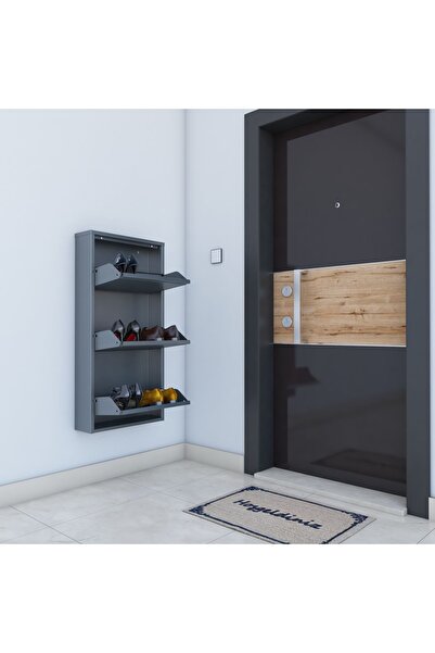 Dienni 3'lü Metal Ayakkabılık - Antrasit