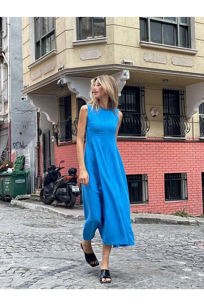 Natavan Rochie albastră lungă fără mâneci