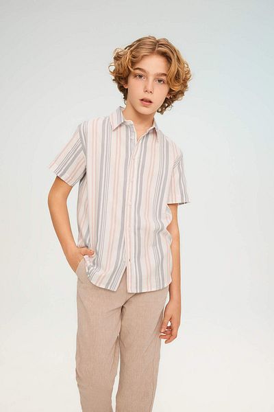 DeFacto Boy's Striped Twill Short Sleeve Shirt Z3036a623sm