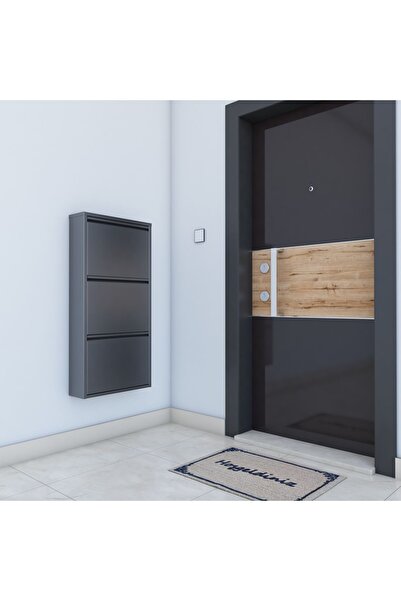 Dienni 3'lü Metal Ayakkabılık - Antrasit