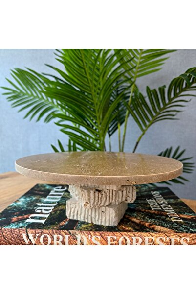 LİSPERA Traverten Tırtıklı Ayaklı Sunumluk ,Traverten Sunumluk , Traverten Me...