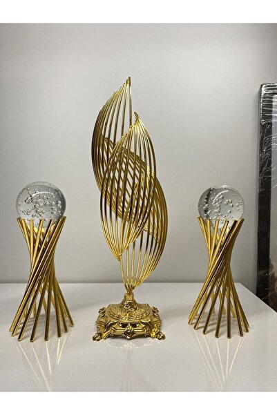 asellus 3'lü Set: Şık Metal Tasarımlı 2 Burgulu ve 1 Helezon Baloncuklu Dekor...