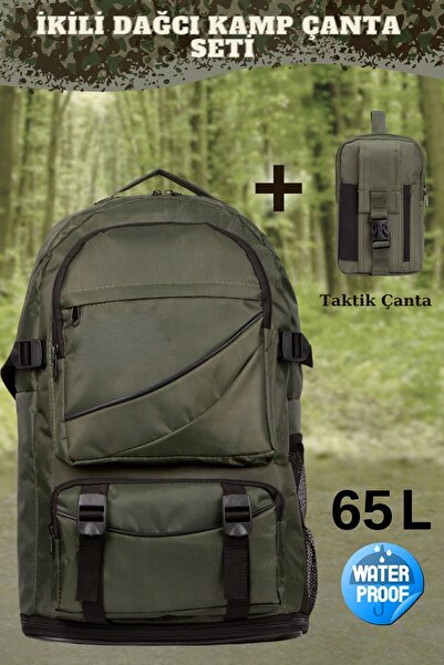 Av A Dos Ergonomic Gusseted Camping Backpack - Waist Belt Bag with Tactical Phone Compartment