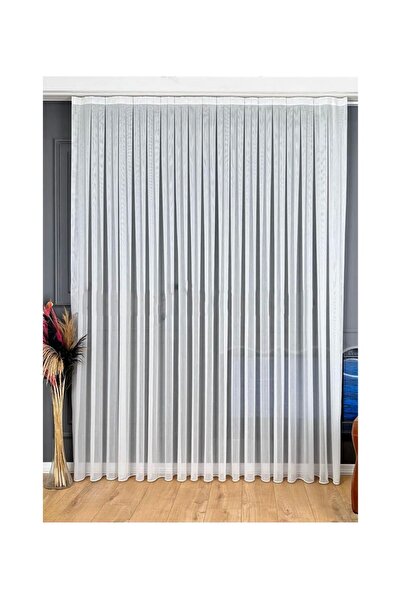 ERNGlobal Ütü Istemez Her Odaya Uygun Düz Bambu Desen Tül Perde Sık Pileli Sa...